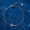 Wholesale Women's S925 Sterling Silver Glossy Cross Bracelet With Electroplating