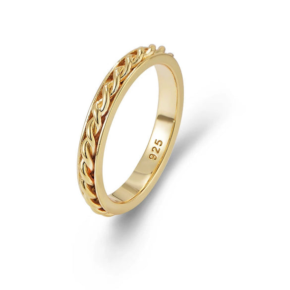 Wholesale Women's S925 Sterling Silver Goldplated Twist Geometric Ring