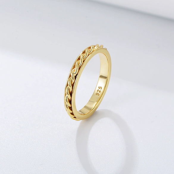 Wholesale Women's S925 Sterling Silver Goldplated Twist Geometric Ring