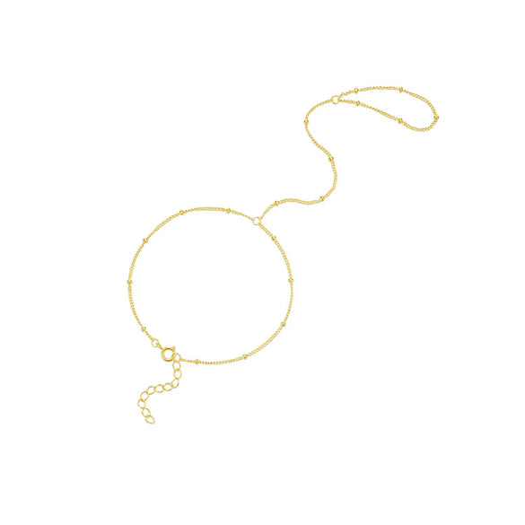 Wholesale Women's S925 Sterling Silver Hand Jewelry With Small Rice Bead Chain Finger Bracelet In Geometric Pattern And Real Gold Plated Electroplating Treatment