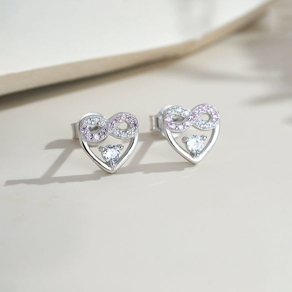 Wholesale Women's S925 Sterling Silver Heart Geometric Electroplated Earrings