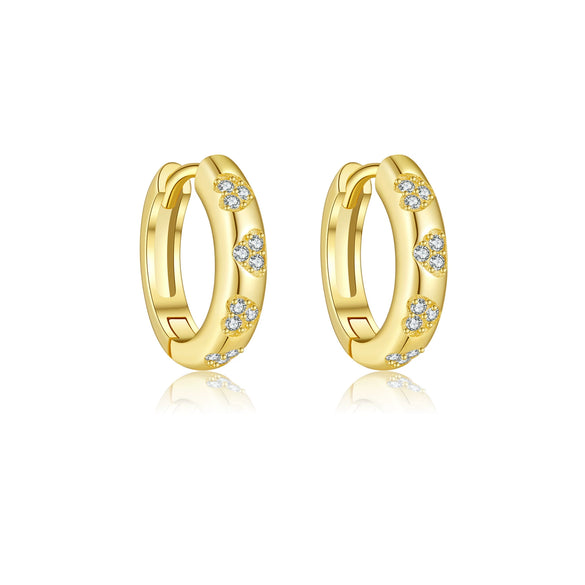 Wholesale Women's S925 Sterling Silver Heart Geometric Fashion Earrings With Platinum And 18K Gold Electroplating