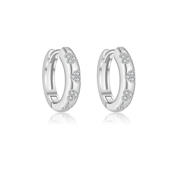 Wholesale Women's S925 Sterling Silver Heart Geometric Fashion Earrings With Platinum And 18K Gold Electroplating
