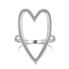 Wholesale Women's S925 Sterling Silver Heart Hollow Ring With Full Zircon Inlaid And Electroplating