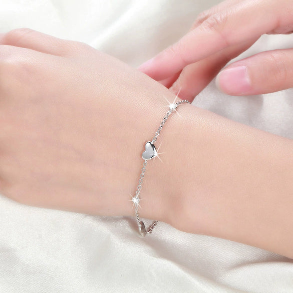 Wholesale Women's S925 Sterling Silver Heart Patterned Jewelry Bracelet Set With Electroplating Treatment