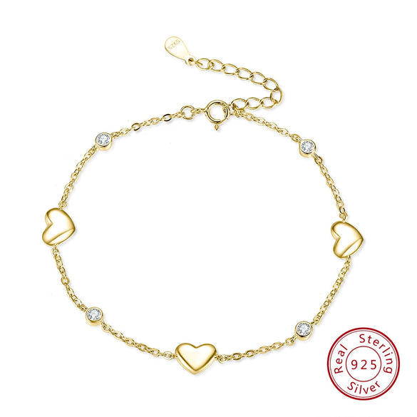 Wholesale Women's S925 Sterling Silver Heart Patterned Jewelry Bracelet Set With Electroplating Treatment