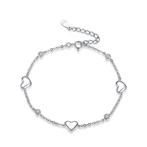 Wholesale Women's S925 Sterling Silver Heart Patterned Jewelry Bracelet Set With Electroplating Treatment