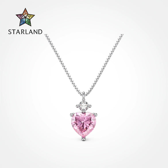 Wholesale Women's S925 Sterling Silver Heart Pendant Necklace With Diamond Embellishment And Electroplating Design