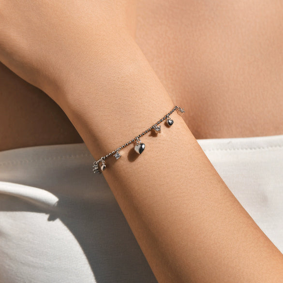 Wholesale Women's S925 Sterling Silver Heart Shape Imitation Diamond Tassel Pendant Bracelet