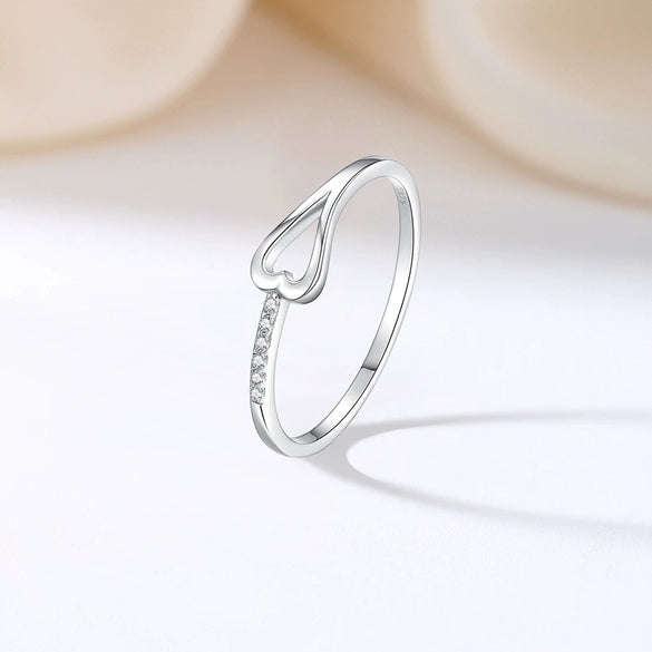 Wholesale Women's S925 Sterling Silver Heart Shape Plain Electroplated Ring