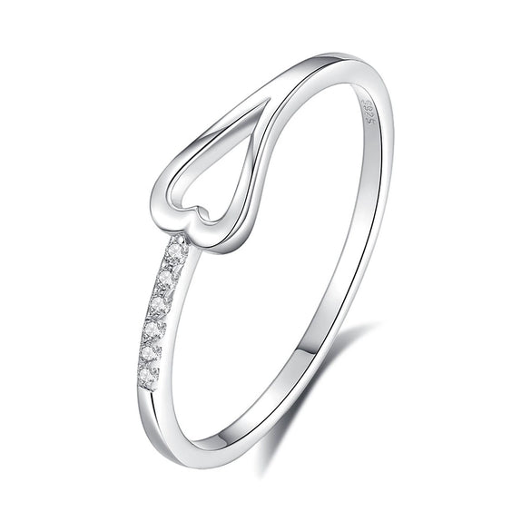 Wholesale Women's S925 Sterling Silver Heart Shape Plain Electroplated Ring