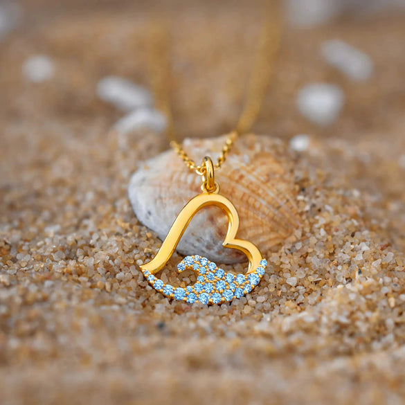 Wholesale Women's S925 Sterling Silver Heart Shape Wave Necklace With O Word Chain And Electroplating Process