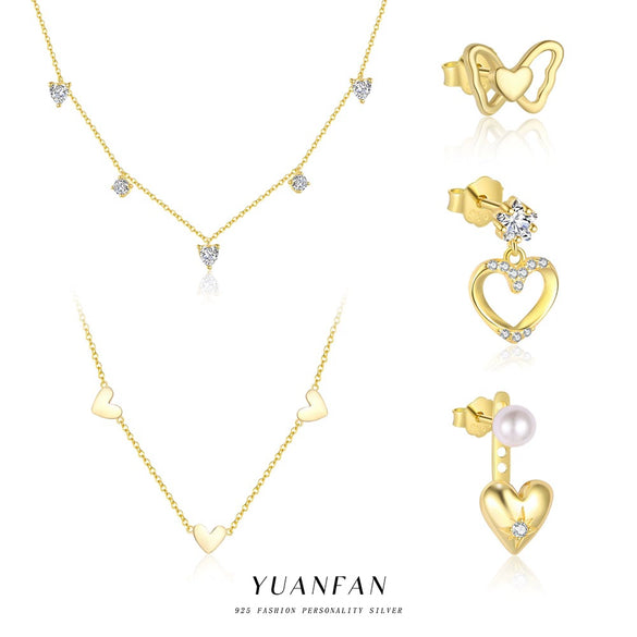 Wholesale Women's S925 Sterling Silver Heart Shaped Earrings Inlaid With Zircon Simple Light Luxury Style