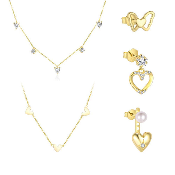 Wholesale Women's S925 Sterling Silver Heart Shaped Earrings Inlaid With Zircon Simple Light Luxury Style
