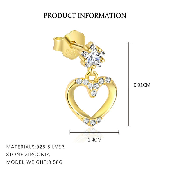 Wholesale Women's S925 Sterling Silver Heart Shaped Earrings Inlaid With Zircon Simple Light Luxury Style