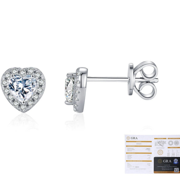 Wholesale Women's S925 Sterling Silver Heart Shaped Sweet Shine Full Diamond Earrings
