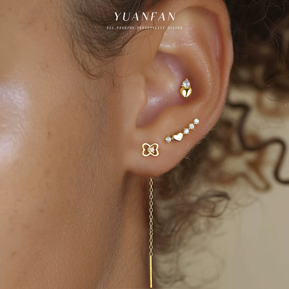 Wholesale Women's S925 Sterling Silver Heart Shaped Zircon Earrings Sweet Style