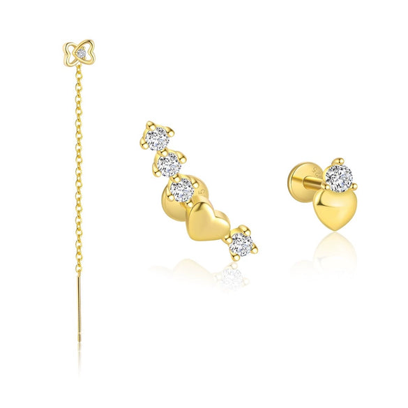 Wholesale Women's S925 Sterling Silver Heart Shaped Zircon Earrings Sweet Style