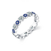 Wholesale Women's S925 Sterling Silver Heartshaped Blue Eye Zircon Ring With Dripping Glue Design