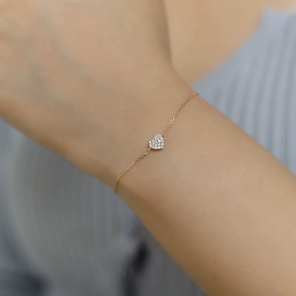 Wholesale Women's S925 Sterling Silver Heartshaped Diamond Love Bracelet