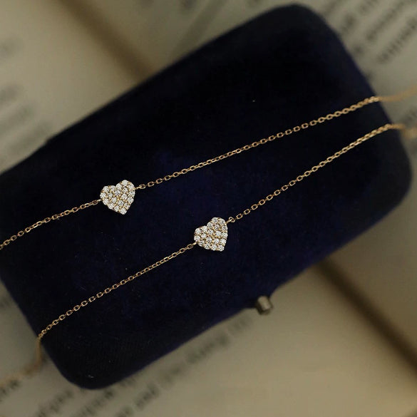 Wholesale Women's S925 Sterling Silver Heartshaped Diamond Love Bracelet