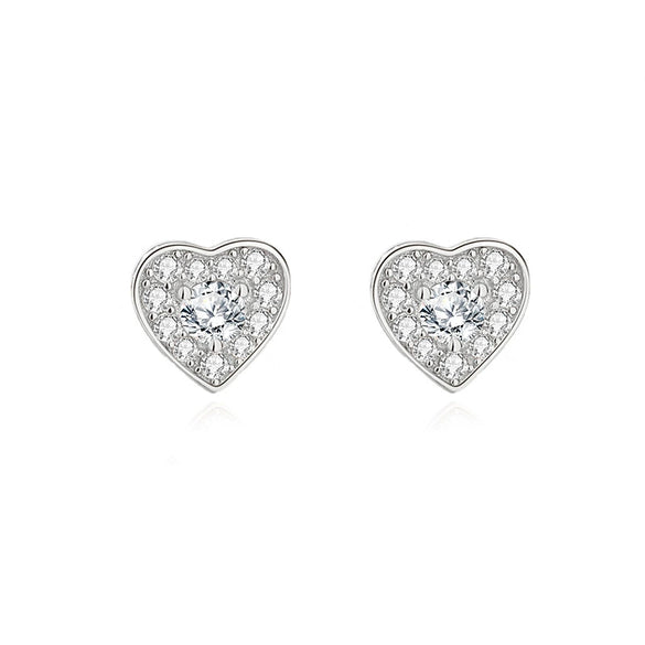 Wholesale Women's S925 Sterling Silver Heartshaped Diamond Zircon Earrings With Electroplating Classic Love Style