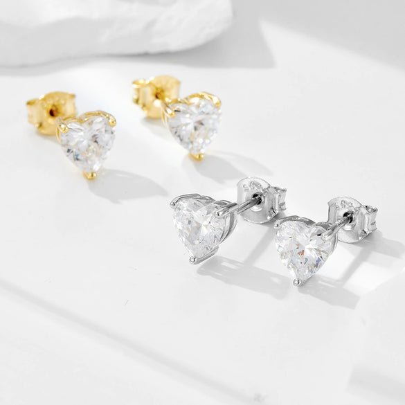 Wholesale Women's S925 Sterling Silver Heartshaped Diamonddesigned Earrings