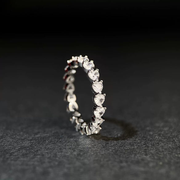 Wholesale Women's S925 Sterling Silver Heartshaped Fashion Diamond Ring With Electroplating