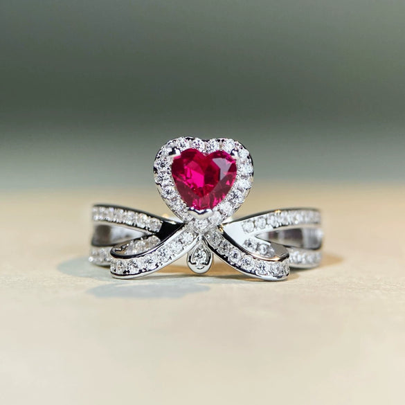 Wholesale Women's S925 Sterling Silver Heartshaped Love Moissanite Ring With Electroplating