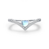 Wholesale Women's S925 Sterling Silver Heartshaped Moonstone Arrow Ring With Zircon Inlay