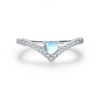 Wholesale Women's S925 Sterling Silver Heartshaped Moonstone Arrow Ring With Zircon Inlay
