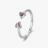 Wholesale Women's S925 Sterling Silver Heartshaped Open Ring With Colorful Zircon Inlay