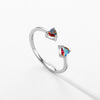 Wholesale Women's S925 Sterling Silver Heartshaped Open Ring With Colorful Zircon Inlay