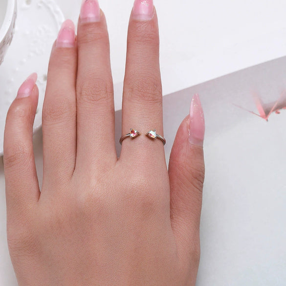 Wholesale Women's S925 Sterling Silver Heartshaped Open Ring With Colorful Zircon Inlay