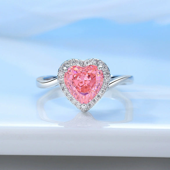 Wholesale Women's S925 Sterling Silver Heartshaped Ring Set With Diamonds Simple Luxury Style