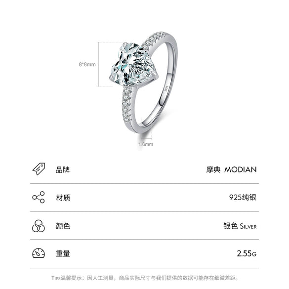 Wholesale Women's S925 Sterling Silver Heartshaped Ring With Zircon Inlay