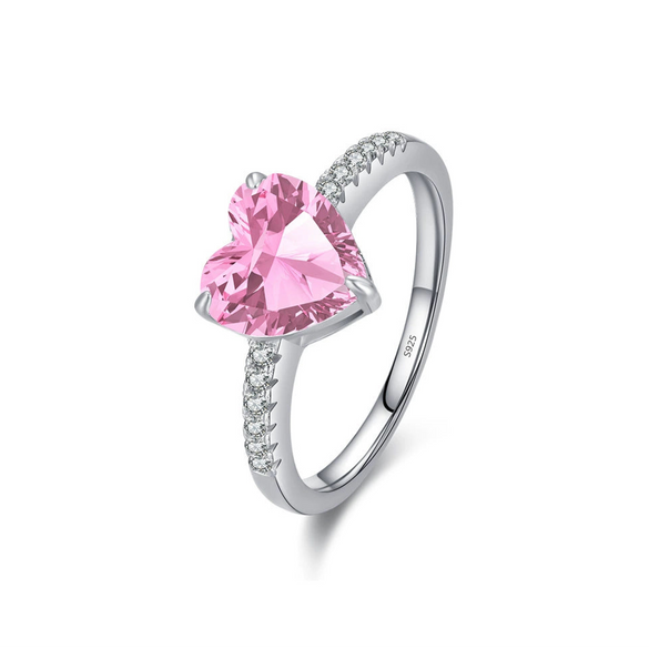 Wholesale Women's S925 Sterling Silver Heartshaped Ring With Zircon Inlay