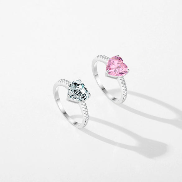 Wholesale Women's S925 Sterling Silver Heartshaped Ring With Zircon Inlay