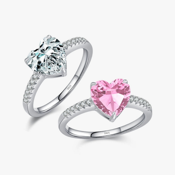 Wholesale Women's S925 Sterling Silver Heartshaped Ring With Zircon Inlay