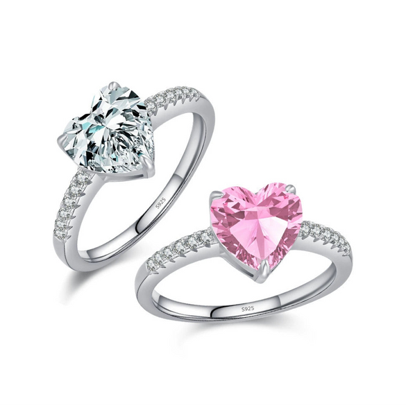 Wholesale Women's S925 Sterling Silver Heartshaped Ring With Zircon Inlay