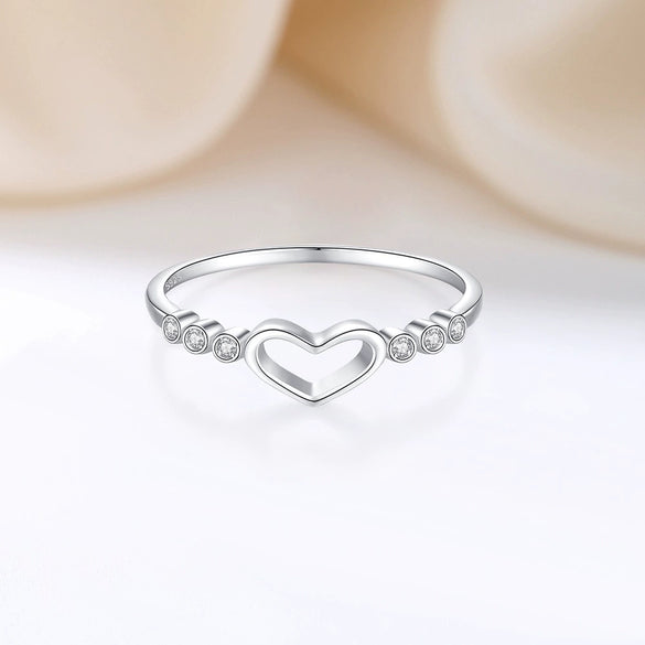 Wholesale Women's S925 Sterling Silver Heartshaped Stacked Ring With Electroplating