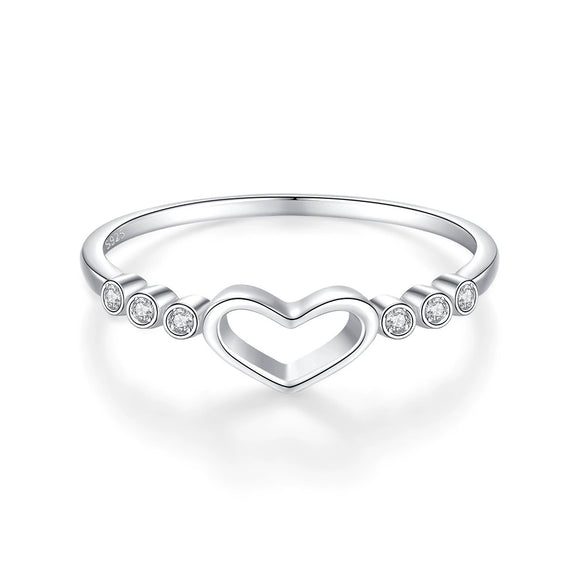 Wholesale Women's S925 Sterling Silver Heartshaped Stacked Ring With Electroplating