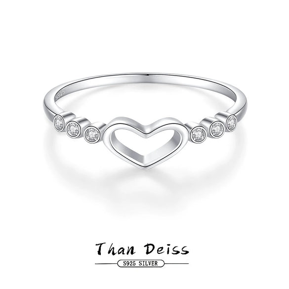 Wholesale Women's S925 Sterling Silver Heartshaped Stacked Ring With Electroplating
