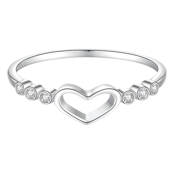 Wholesale Women's S925 Sterling Silver Heartshaped Stacked Ring With Electroplating