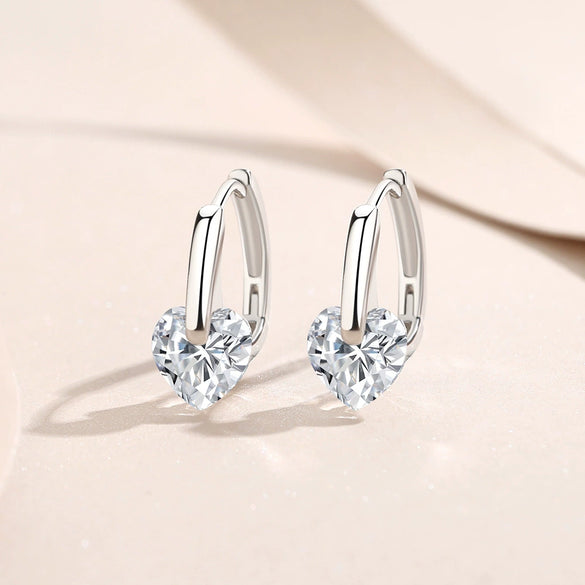 Wholesale Women's S925 Sterling Silver Heartshaped Zircon Earrings Light Luxury Fashion