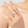 Wholesale Women's S925 Sterling Silver Heartshaped Zircon Geometric Square Open Ring Simple Style