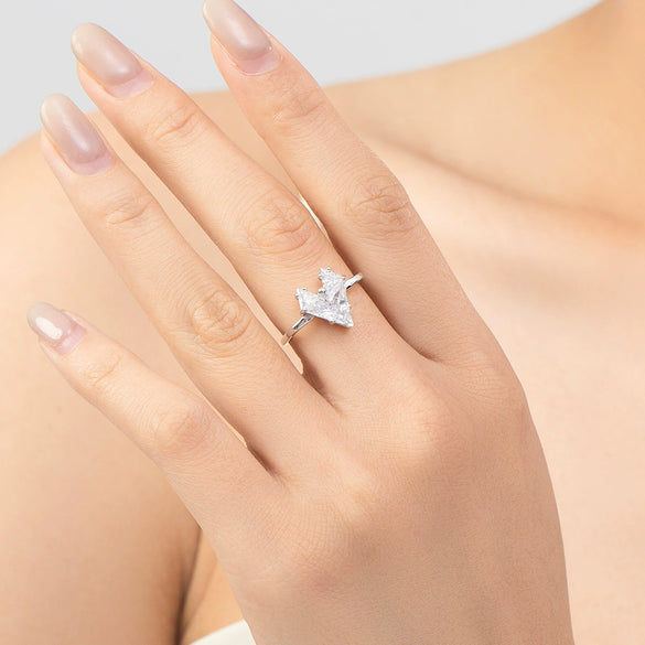 Wholesale Women's S925 Sterling Silver Heartshaped Zircon Geometric Square Open Ring Simple Style