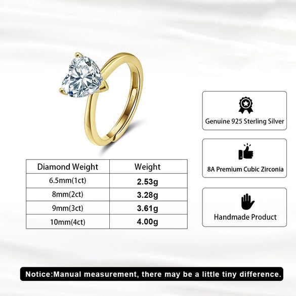 Wholesale Women's S925 Sterling Silver Heartshaped Zircon Ring Electroplated Simple Classic