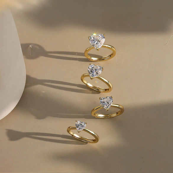 Wholesale Women's S925 Sterling Silver Heartshaped Zircon Ring Electroplated Simple Classic