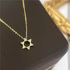 Wholesale Women's S925 Sterling Silver Hexagonal Star Diamond Pendant Necklace 14K Gold Plated